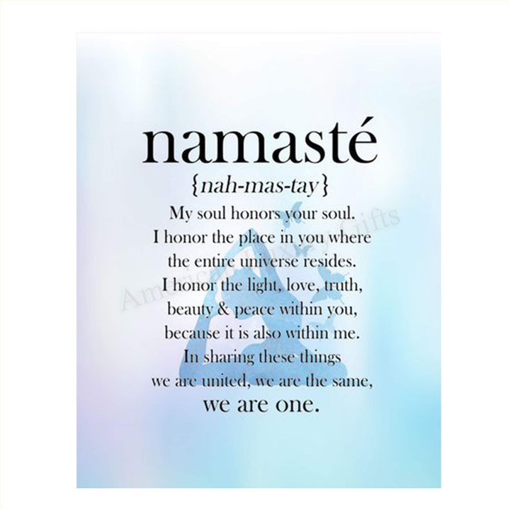 Namaste in Blue Hue-"We Are One"- Inspirational Wall Art in Yoga Pose-8 x 10 Print Wall Art- Ready to Frame. Home D?cor, Studio D?cor &amp; Wall Print. Inspirational Quote- Perfect Gift to Share the Love