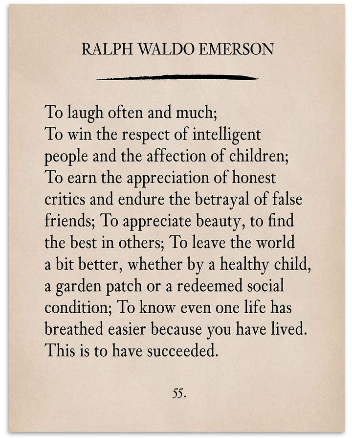 "To Laugh Often and Much"-Ralph Waldo Emerson Poem Page Print- 8 x 10"