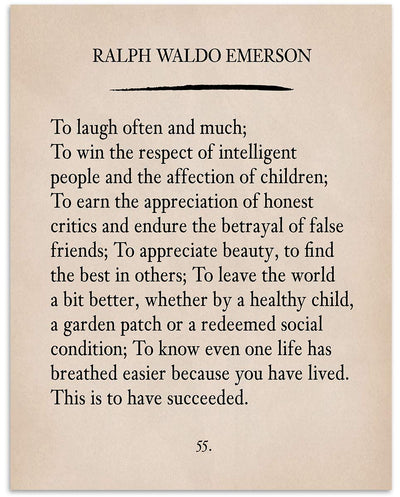 "To Laugh Often and Much"-Ralph Waldo Emerson Poem Page Print- 8 x 10"