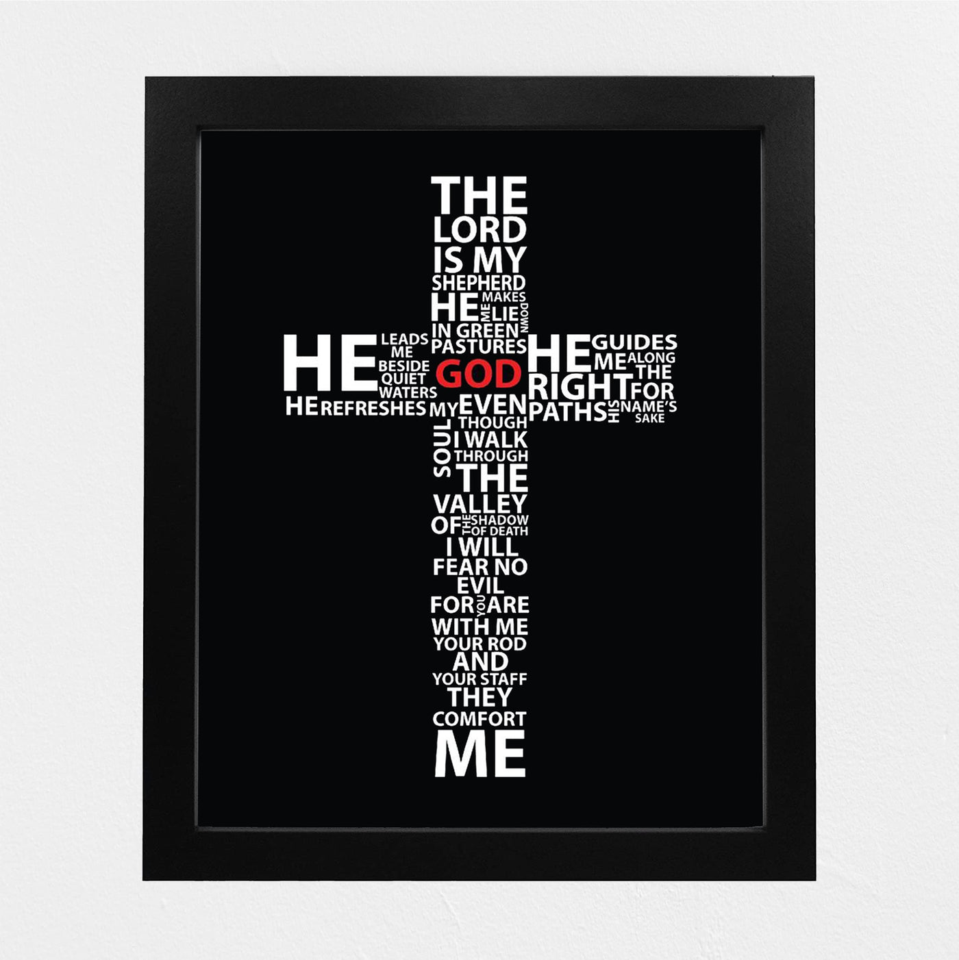 23rd Psalm- Bible Verse Cross Art."The Lord Is My Shepherd, I Shall Not Want".8 x 10" Modern Typographic Design. Scripture Wall Print-Ready to Frame. Home-Office-Church D?cor. Perfect Christian Gift!