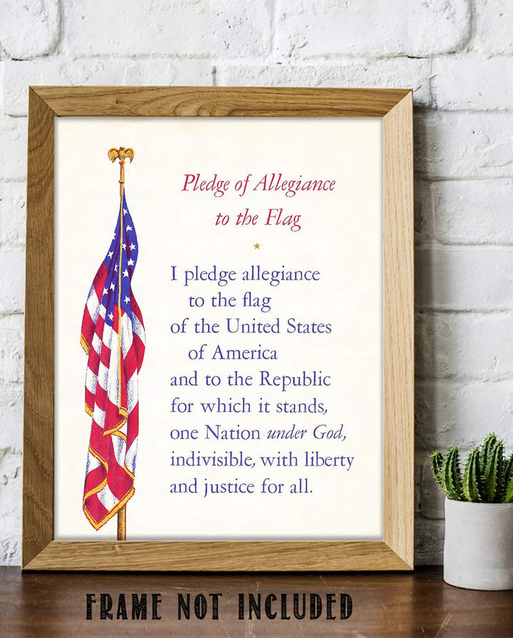 "The Pledge of Allegiance with USA Flag"- 8 x 10"