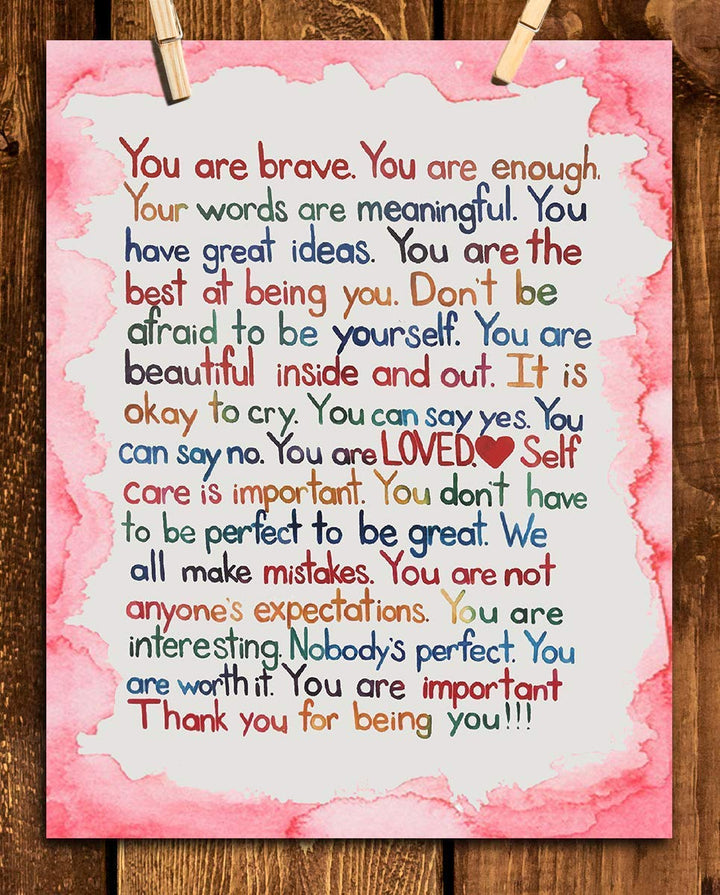 "You Are Enough-Pink"- Inspirational Wall Art Print-8 x 10"