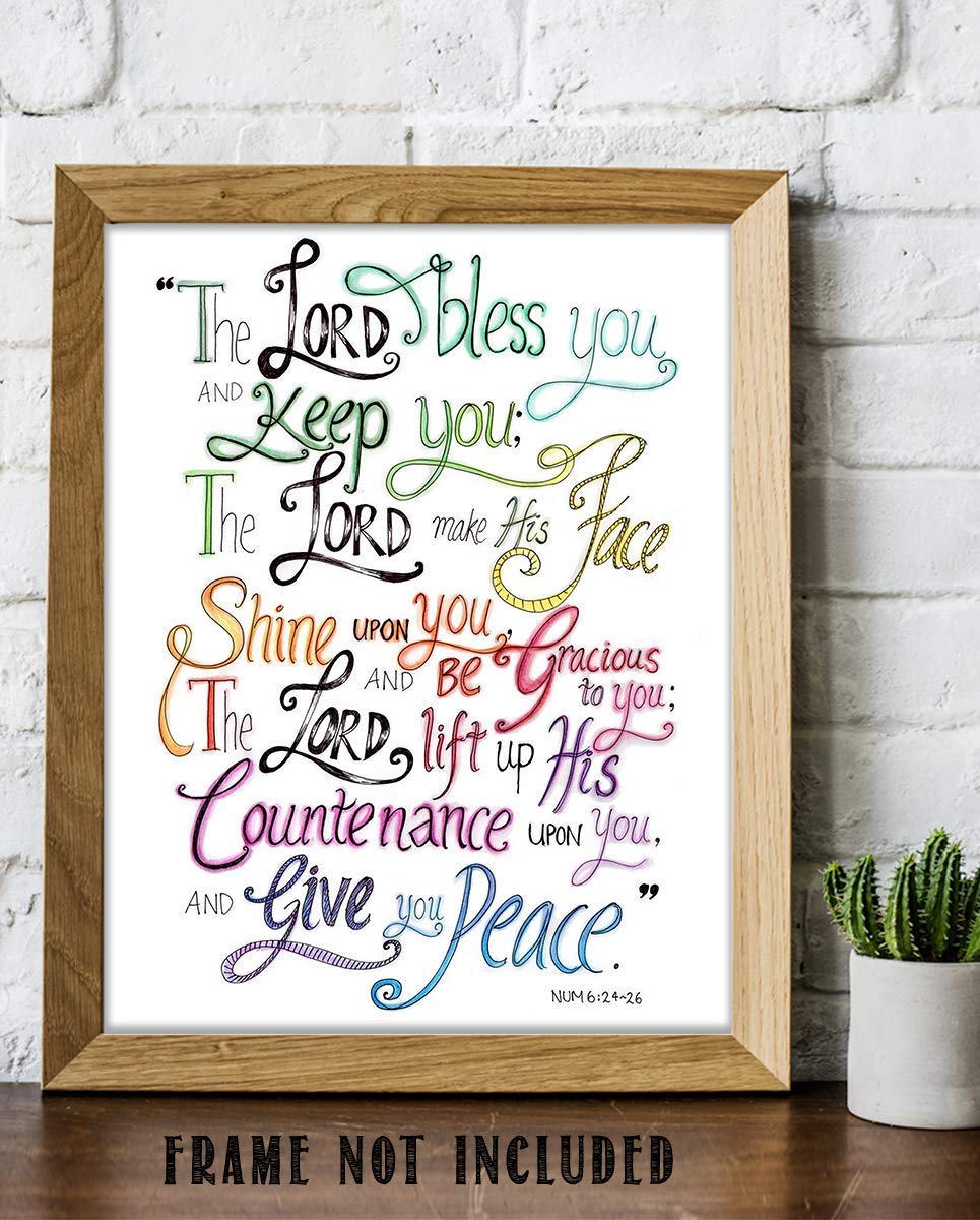 The Lord Bless You, Keep You-Give You Peace-Numbers 6:24-26 Bible Verse Wall Art-8x10"-Modern Typographic Design. Scripture Wall Print-Ready to Frame. Home-Office-Church D?cor. Great Christian Gift.
