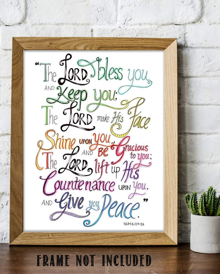The Lord Bless You, Keep You-Give You Peace-Numbers 6:24-26 Bible Verse Wall Art-8x10"-Modern Typographic Design. Scripture Wall Print-Ready to Frame. Home-Office-Church D?cor. Great Christian Gift.