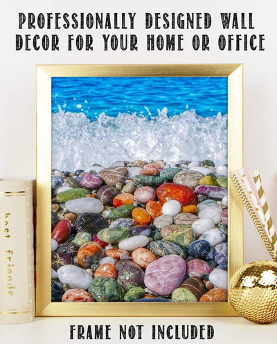 Gemstone Beach- 8 x 10" Print Wall Decor Art- Ready to Frame. Home D?cor-Office D?cor. Beautiful Natural Stones Polished By Beach Waves. Great Art Gift for Nature- Coastal- Rock Lovers.