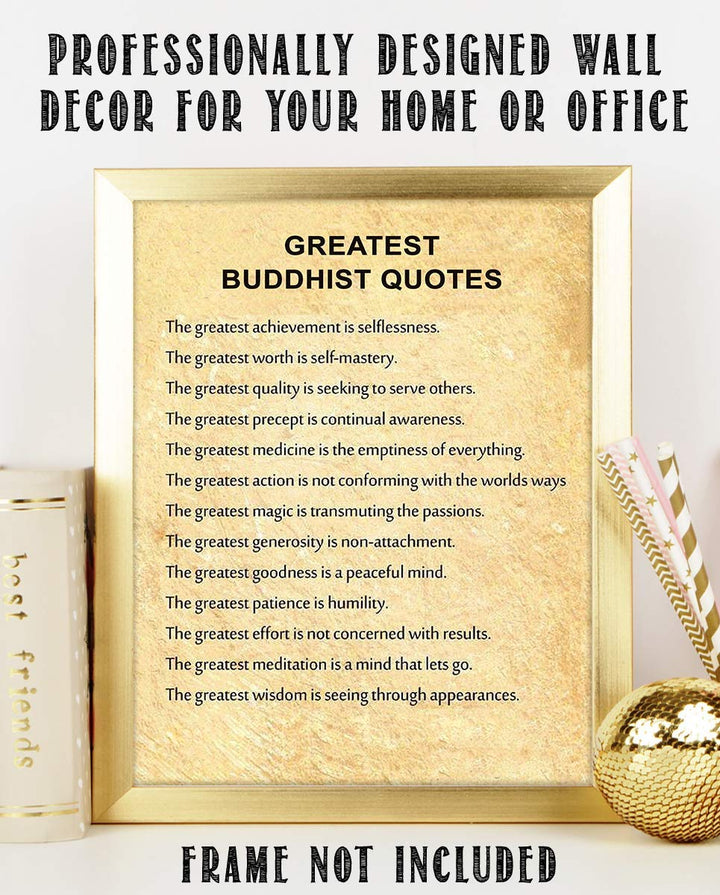 Greatest Buddhist Quotes Inspirational Art Decor -"The Greatest Attributes"- 8 x 10" Wall Art Print-Ready to Frame. Spiritual Home-Office-Studio D?cor. Perfect Gift for Buddhism, Zen &amp; Inspiration.
