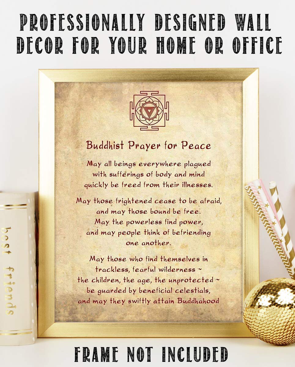 Buddhist Prayer For Peace Art Print- 8 x 10" Wall Art Parchment Print- Ready to Frame. Asian Home D?cor, Studio & Office D?cor. Perfect Gift for Buddhism, Zen & Inspiration.