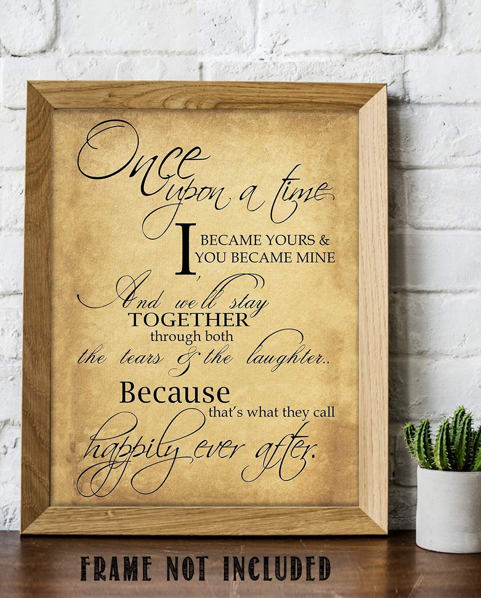 "Fairy Tale Marriage-Once Upon a Time &amp; Happily Ever After"-Love Letter- Wall Art Print-8 x 10"