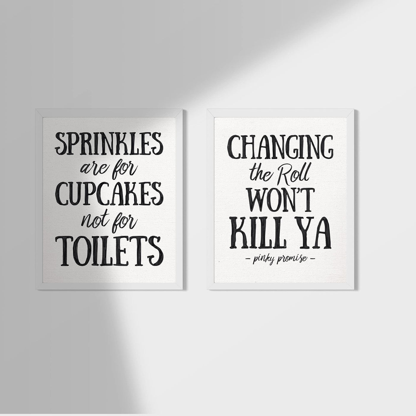 Sprinkles Are For Cupcakes-Changing Roll Won't Kill Ya- Funny Bathroom Sign Set (2)- 8 x 10's Prints Wall Art-Ready to Frame. Home-Office-Bathroom D?cor. Perfect For Guest Bath, Bar & All Restrooms.