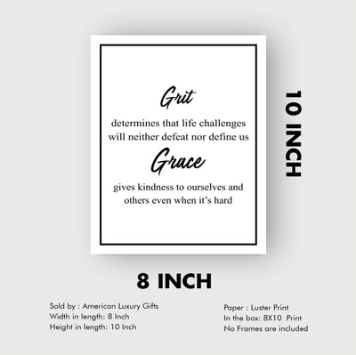 Grit-Life Challenges Neither Defeat Nor Define Us Motivational Quotes Wall Art -8 x 10" Modern Christian Poster Print-Ready to Frame. Positive Home-Office-Church-School Decor. Great Advice!