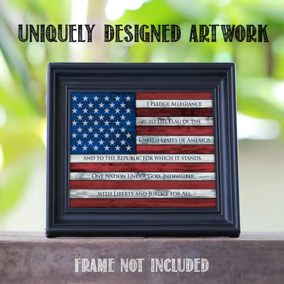 "The Pledge of Allegiance on USA Flag"-10 x 8"