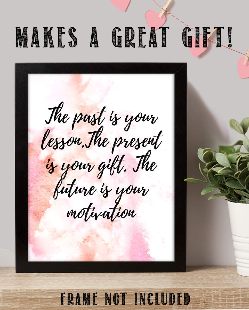 Past-Present-Future Lessons- Positive Quotes Wall Art - 8 x 10" Modern Abstract Design Print-Ready to Frame. Inspirational Home-School-Studio-Office D?cor. Great Reminder To Create Future You Want.