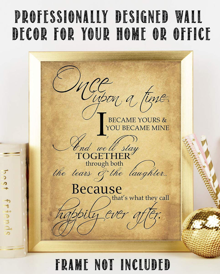 "Fairy Tale Marriage-Once Upon a Time &amp; Happily Ever After"-Love Letter- Wall Art Print-8 x 10"