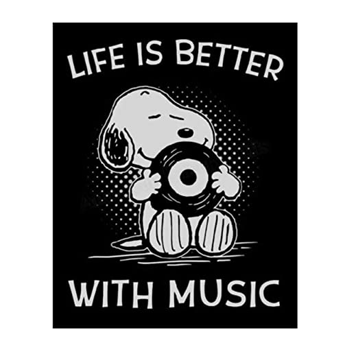 "Life is Better With Music" Snoopy Quotes- Poster Print- 8 x 10"