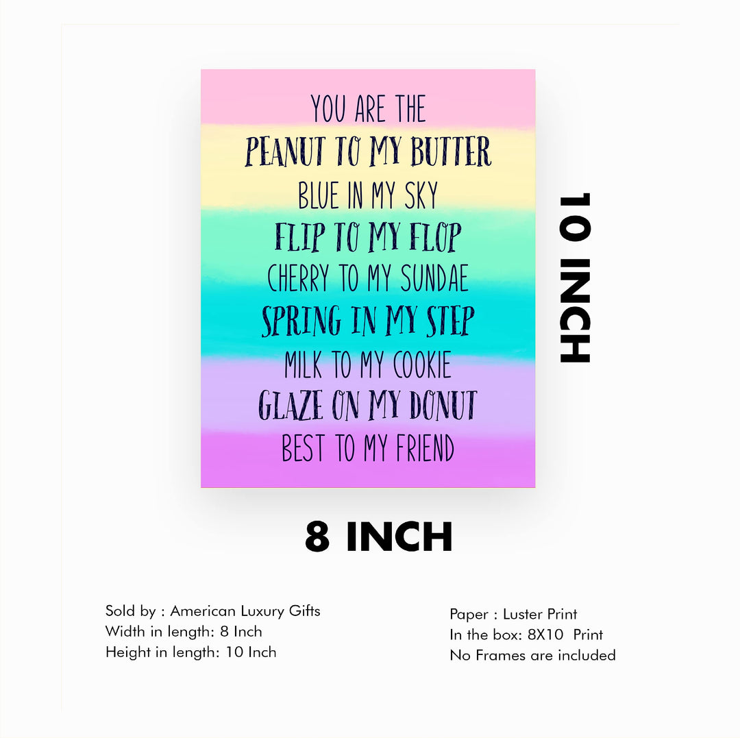 You Are The Peanut To My Butter Inspirational Friendship Sign -8 x 10" Typographic Wall Art. Love relationship Print-Ready to Frame. Home-Dorm Decor. Great Gift for Couples, Friends &amp; BFF&