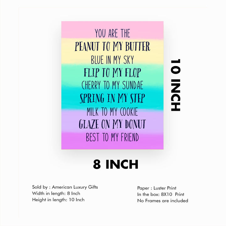 You Are The Peanut To My Butter Inspirational Friendship Sign -8 x 10" Typographic Wall Art. Love relationship Print-Ready to Frame. Home-Dorm Decor. Great Gift for Couples, Friends &amp; BFF&