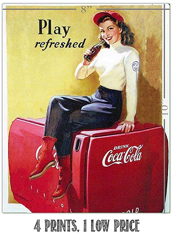 Coca Cola- Classic Vintage Wall Prints Set (4)-8x10"