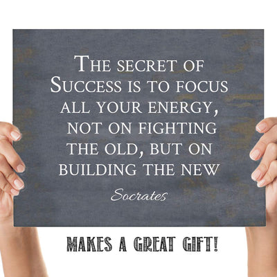 The Secret To Success-Building the New- Socrates Quotes Wall Art- 8 x 10" Motivational Wall Print-Ready to Frame. Modern Typographic Design-Home-Office-School D?cor. Perfect Gift for Motivation.