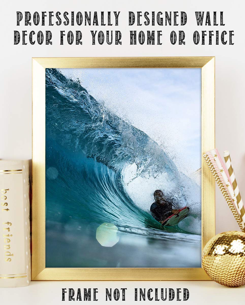 Surfer Shooting the Pipeline - 8 x 10 Wall Art Print Ready to Frame. Modern Home D?cor, Office D?cor &amp; Wall Print for Beach, Ocean and Surfing Themes. Perfect Gift for your Ocean- Surfer Friends!
