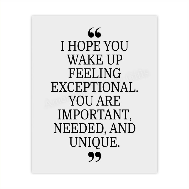 You Are Important, Needed, and Unique Motivational Quotes Wall Art -8 x 10" Inspirational Poster Print-Ready to Frame. Modern Typographic Design. Positive Home-Office-Classroom-Dorm Decor!