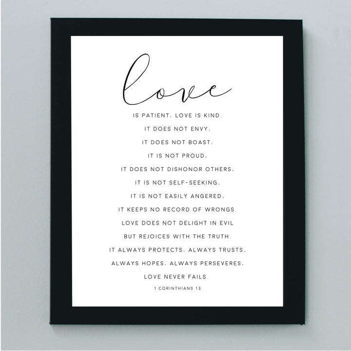 "Love is Patient &amp; Kind"- Christian Bible Verse Wall Art Decor -Scripture Typography Print- Ready to Frame. Home-Office Decor. Perfect Wedding &amp; Anniversary Gift! 1 Corinthians 13:4–8.