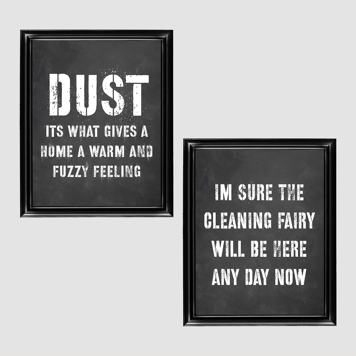 Cleaning Fairy -Set of (2)-8x10" Funny Wall Art Prints-"Dust-Gives Home Warm Fuzzy Feeling" Humorous House Cleaning Prints-Ready to Frame. Home-Office-Guest-Cabin Decor. Fun Housewarming Gift!