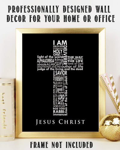 "Names of Jesus In Cross"-Bible Wall Art. 8 x 10"