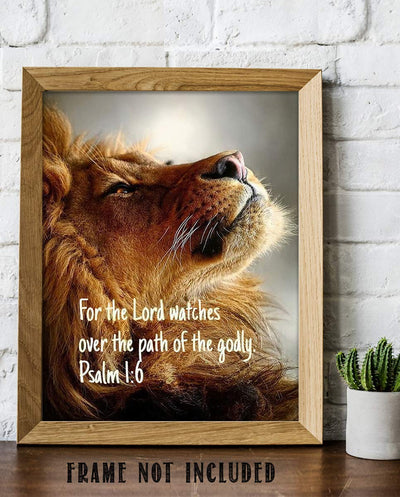 The Lord Watches Over the Path of Godly- Psalm 1:6- Bible Verse Wall Art- 8 x 10" Modern Typographic Design. Scripture Wall Print-Ready to Frame. Home-Office-Church D?cor. Great Christian Gift!