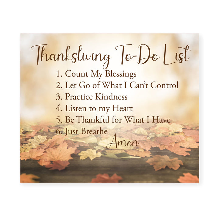 Thanksliving To-do List- Inspirational Fall Decor Wall Art- 10 x 8" Thanksgiving Holiday Themed Print -Ready to Frame. Festive Autumn Foliage Photo Print for Home-Kitchen-Office-Farmhouse Decor!