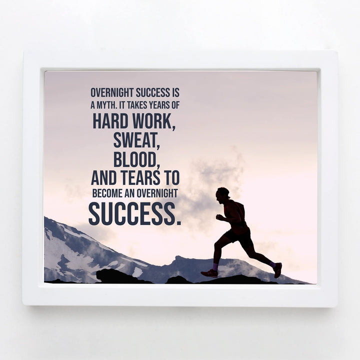 Overnight Success Is a Myth Motivational Exercise &amp; Fitness Print Wall Art -10 x 8" Inspirational Sports Print -Ready to Frame. Perfect Home-School-Office-Gym-Locker Room Decor. Great Gift!