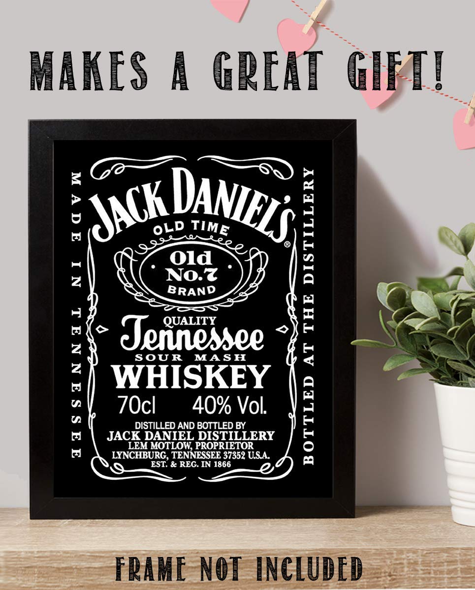 Jack Daniels Whiskey Label- Wall Art Sign- 8 x 10"