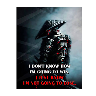 Not Going to Lose- Motivational Quotes Wall Art Sign- 8 x 10" -Fierce Inspirational Poster Print w/Warrior Image-Ready to Frame. Perfect Home-Gym-Office-Game Room-Cave Decor. Great Gift for Gamers!