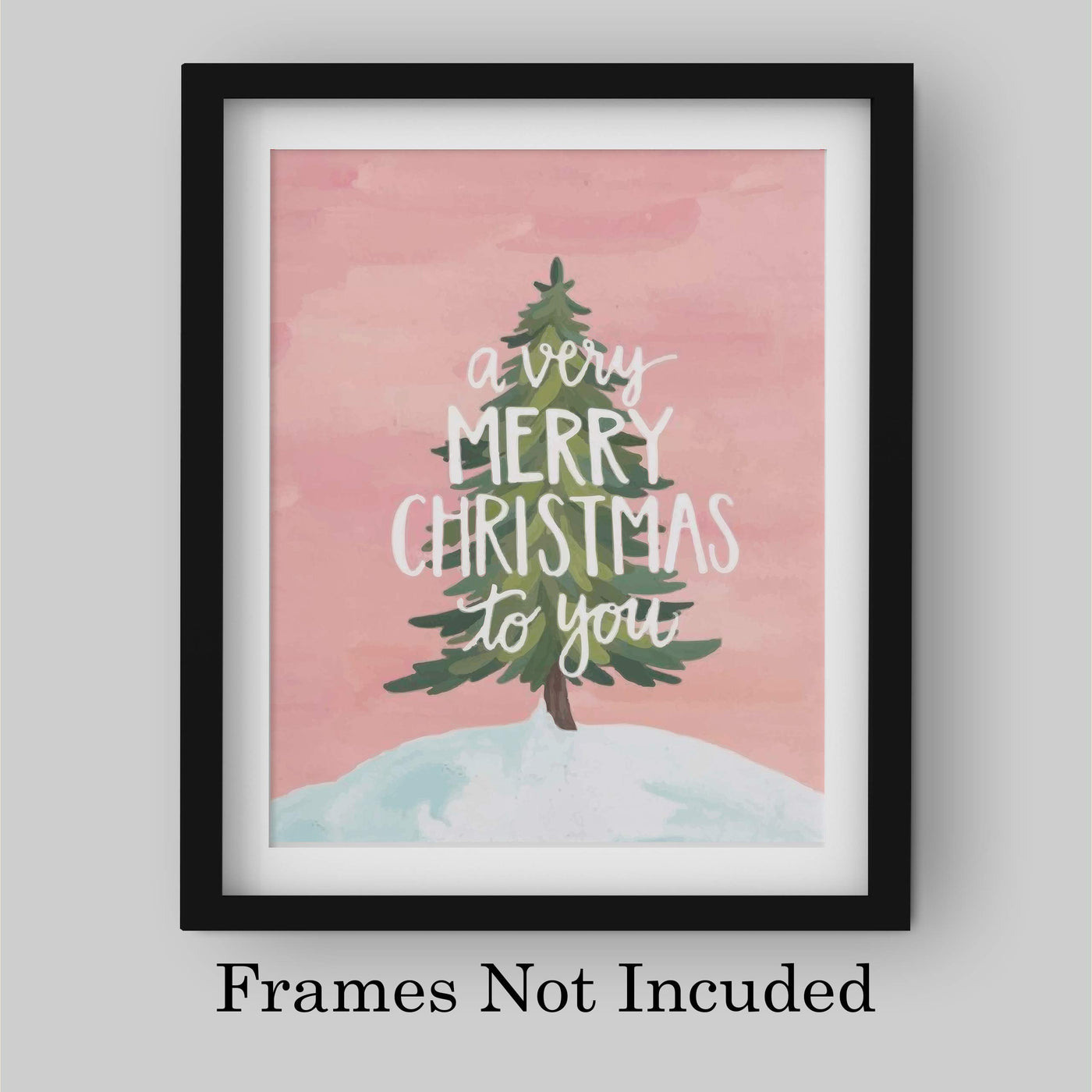 A Very Merry Christmas to You Christmas Tree Decor Wall Art-8 x 10" Modern Holiday Art Print-Ready to Frame. Festive Home-Kitchen-Farmhouse-Christian Decor. Perfect Winter Welcome Sign! Great Gift!