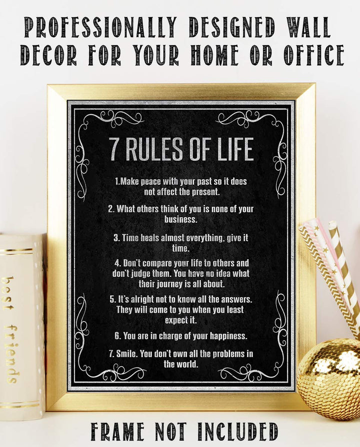 "7 Rules For Life- Peace, Happy &amp; Smile"- 8 x 10"