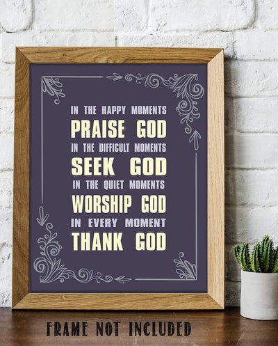 All Moments With God- Christian Wall Art- 8x10- Scripture Wall Art- Ready to Frame. Home D?cor, Office D?cor-Perfect Christian Gifts to Inspire, Encourage and Remind to Praise-Seek-Worship-Thank God!