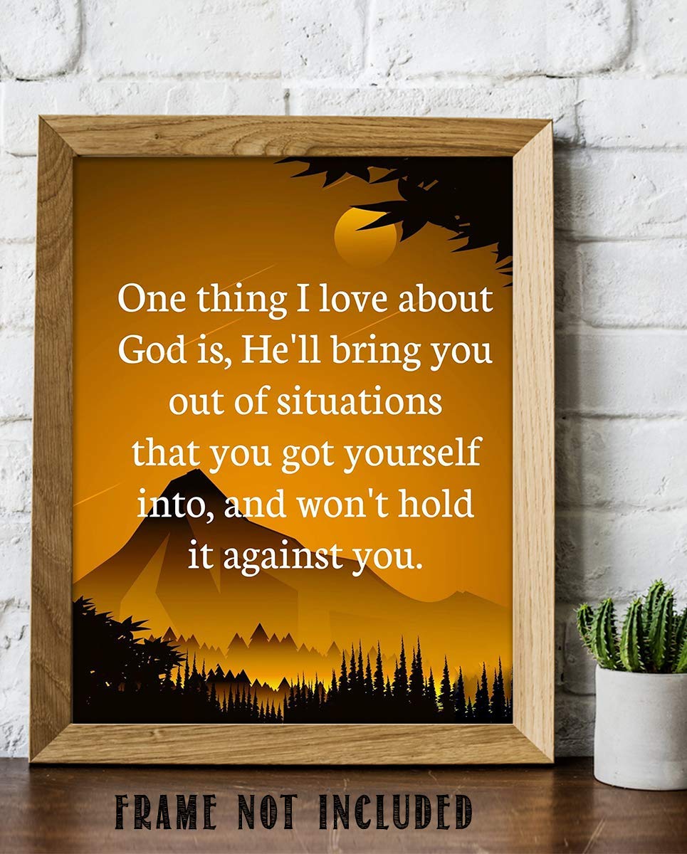 God Will Bring You Through &amp; Not Hold It Against You-Spiritual Wall Art- 8 x 10"- Inspirational Wall Print-Ready to Frame. Home Office-Church-School Decor. Inspiring &amp; Encouraging Message for ALL!