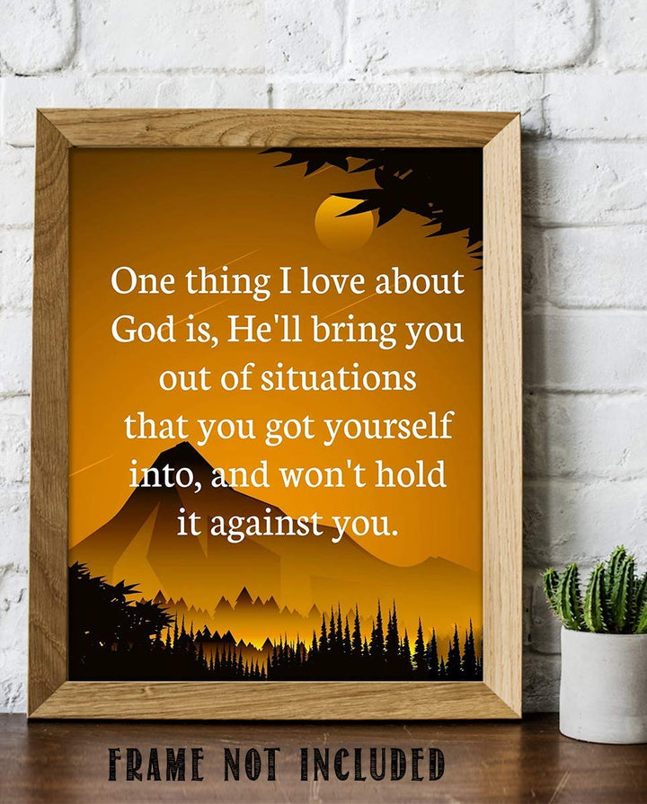 God Will Bring You Through &amp; Not Hold It Against You-Spiritual Wall Art- 8 x 10"- Inspirational Wall Print-Ready to Frame. Home Office-Church-School Decor. Inspiring &amp; Encouraging Message for ALL!