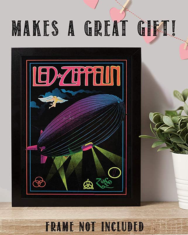 Led Zeppelin Band Poster Print- 8 x 10 Wall Print. Iconic Rock Band Logo Print Featuring"The Zeppelin Airship"