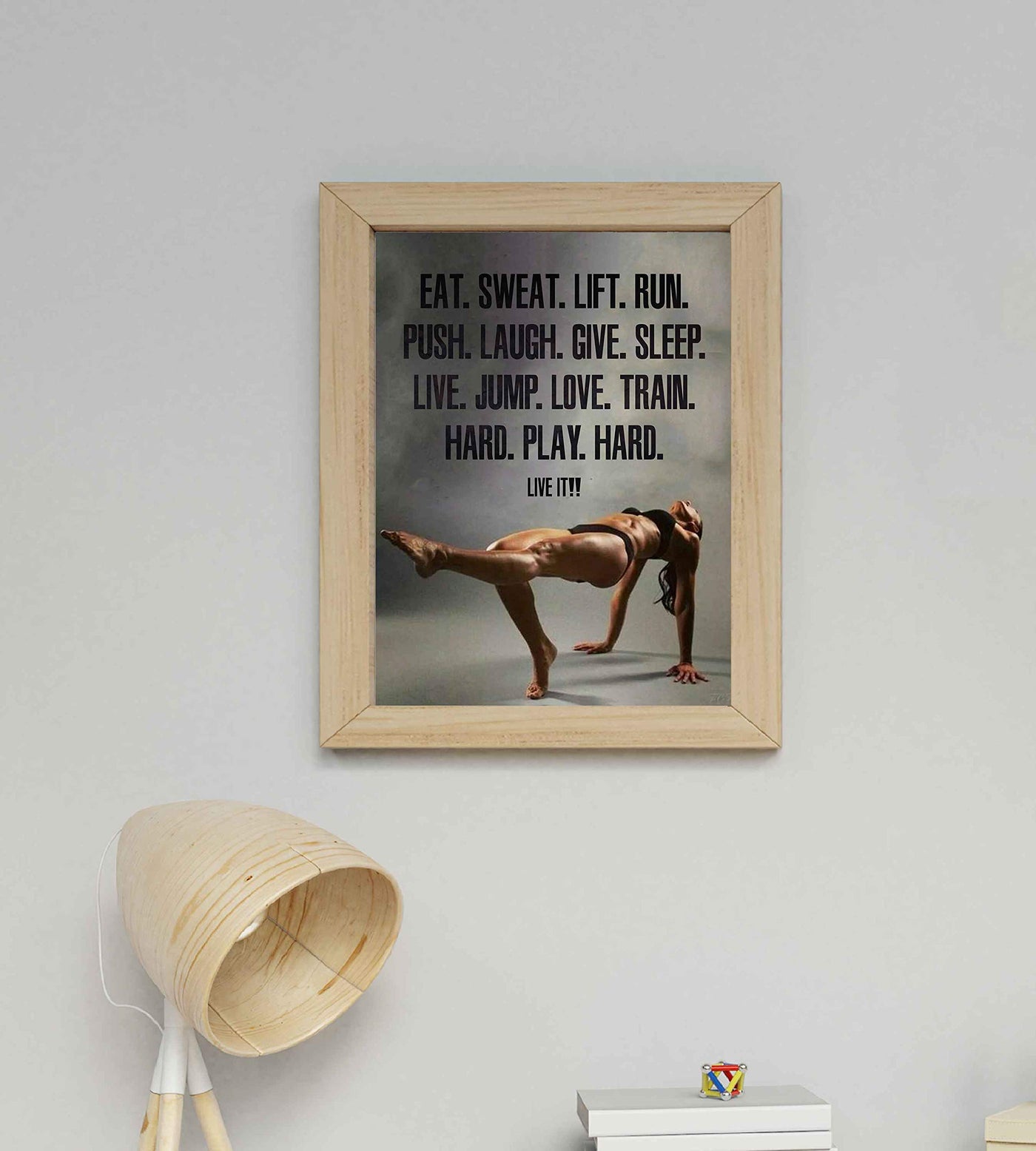 Eat. Sweat. Lift. Run-Train. Hard. Play. Hard-Motivational Exercise Sign- 8 x 10" Wall Print- Ready to Frame. Modern Fitness Poster Print for Home-Office-Gym-Studio Decor. Great Gift of Motivation!