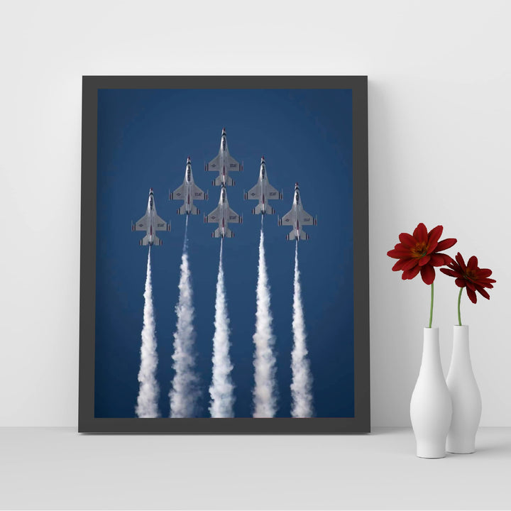 US Air Force"Thunderbirds In Action" Wall Art -8 x 10" Military Fighter Jets Photo Print -Ready to Frame. Military Aircraft Wall Decor for Home-Office-Game Room-Garage-Cave! Great Gift for Veterans!