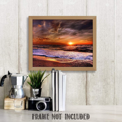 Electric Ocean Sunset- 8 x 10-Wall Art Print- Ready to Frame. Beautiful Beach D?cor- Tropical Island Beach Sunsets Make the Perfect Art for Any Room. Great Gift for Beach Pictures Wall Art.