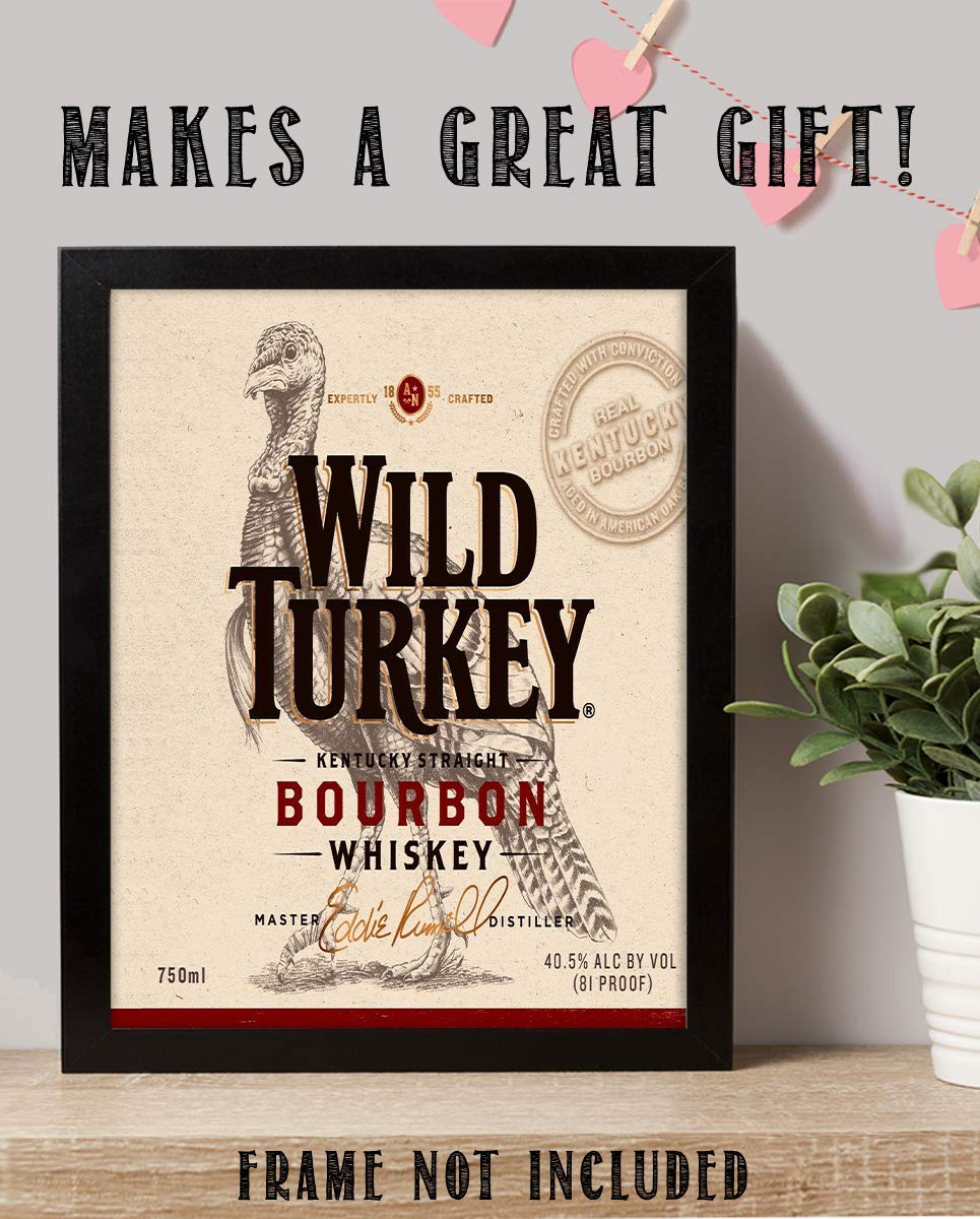 Wild Turkey Bourbon Label- Wall Art Sign- 8 x 10"-Genuine Replica Print-Ready to Frame. Home D?cor-Dining D?cor. A Must For Kentucky Bourbon Whiskey Fans. Perfect Addition To Man Cave-Dorm-Bar-Garage.