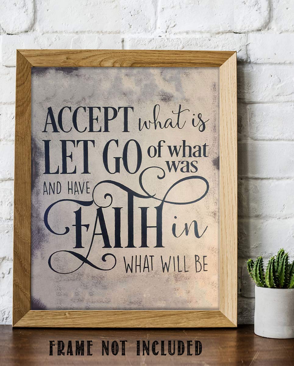 "Accept- Let Go- Have Faith"- Positive Thinking-Wall Art Sign-8 x 10"