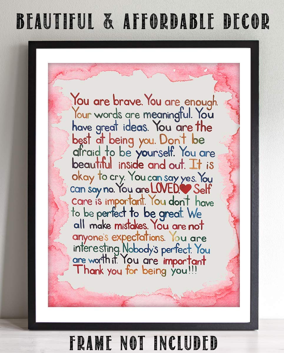 "You Are Enough-Pink"- Inspirational Wall Art Print-8 x 10"