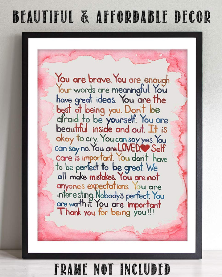 "You Are Enough-Pink"- Inspirational Wall Art Print-8 x 10"
