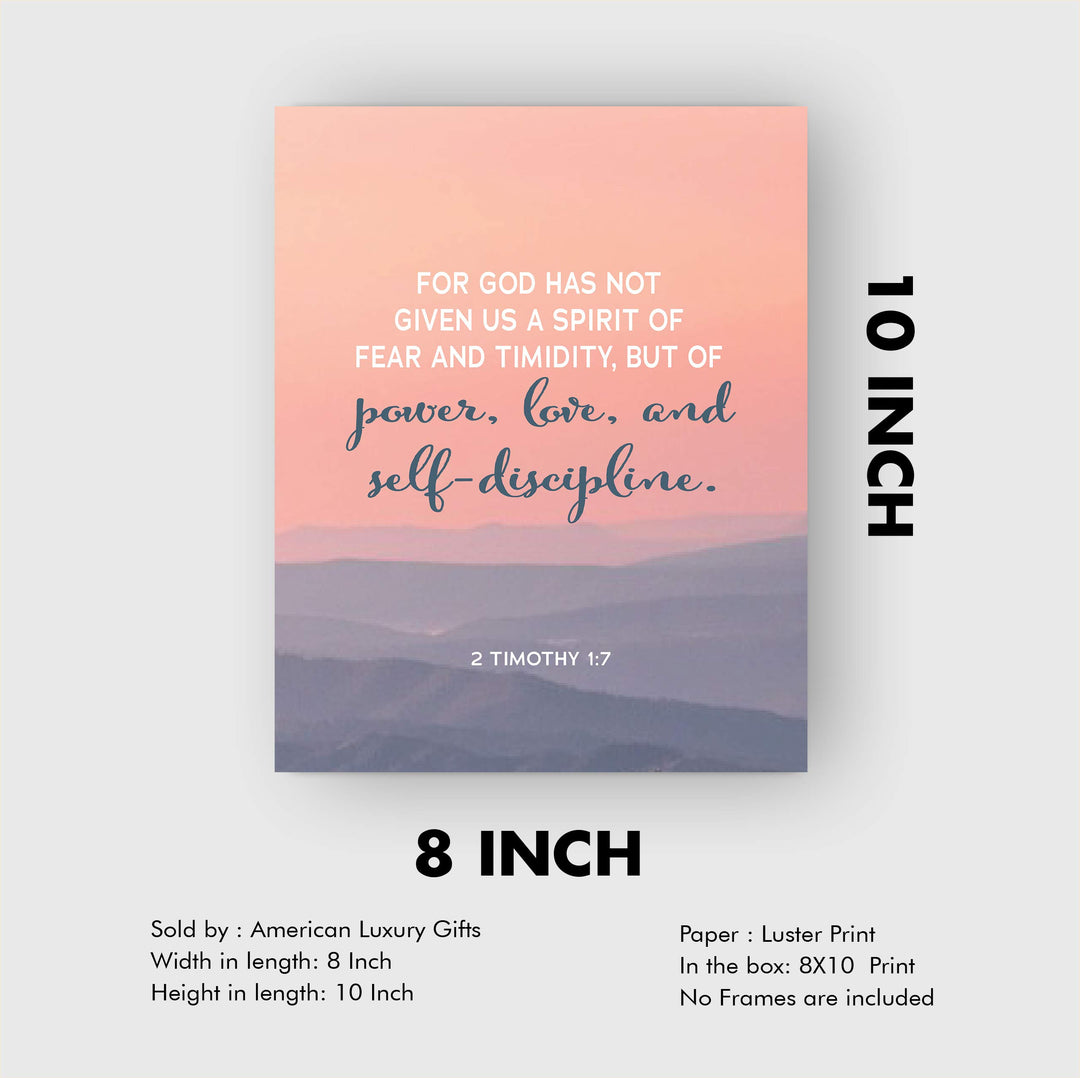 ?God Has Given Us a Spirit of Power-Love?- 2 Timothy 1:7- Bible Verse Wall Art- 8 x 10" Modern Typographic Design. Scripture Wall Print-Ready to Frame. Home-Office-Church D?cor. Great Christian Gift!