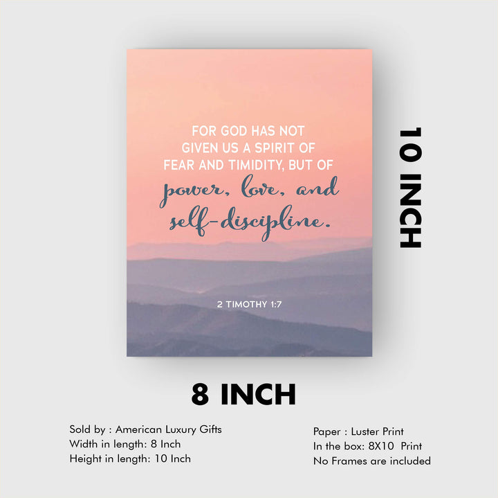 ?God Has Given Us a Spirit of Power-Love?- 2 Timothy 1:7- Bible Verse Wall Art- 8 x 10" Modern Typographic Design. Scripture Wall Print-Ready to Frame. Home-Office-Church D?cor. Great Christian Gift!