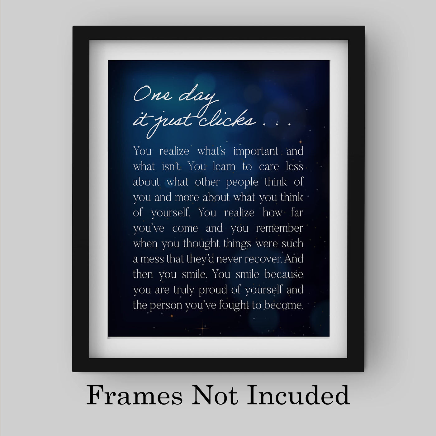 ?One Day it Just Clicks? Motivational Wall Art Sign -8 x 10" Modern Typographic Poster Print-Ready to Frame. Perfect Home-Office-School-Dorm Decor. Great Inspirational Gift!