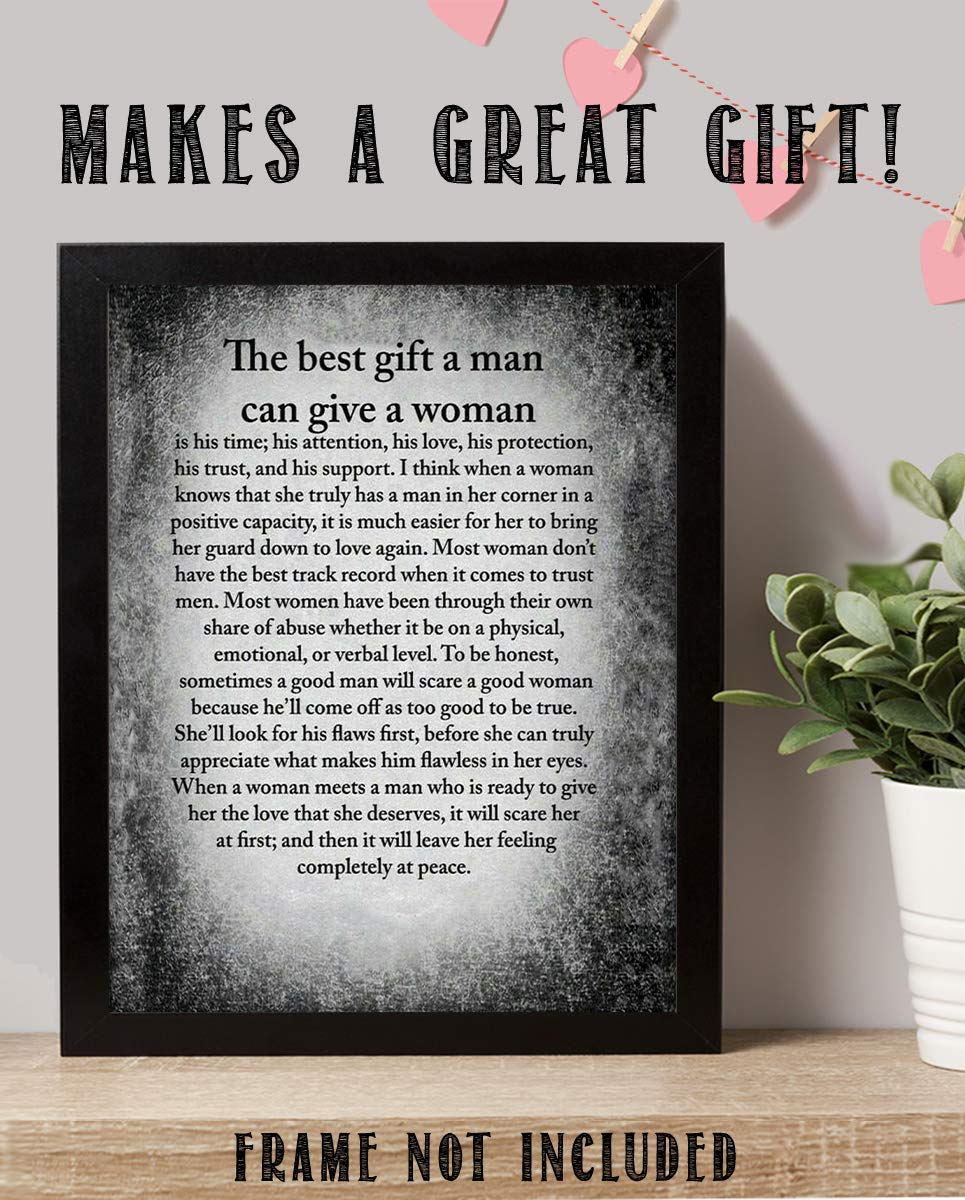 The Best Gift a Man Can Give a Woman- Inspirational Wall Print- 8 x 10"- Wall Art -Ready to Frame. Perfect For Spouse &amp; Partners. Great Engagement-Wedding Gift. Encouraging Reminders For Your Man.