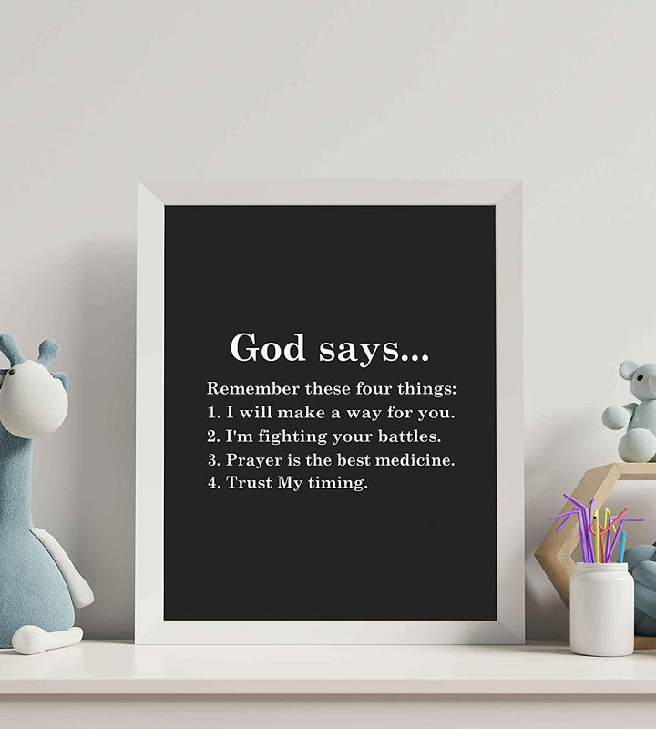 “God Says-Remember These Four Things" Inspirational Wall Print-8 x 10"